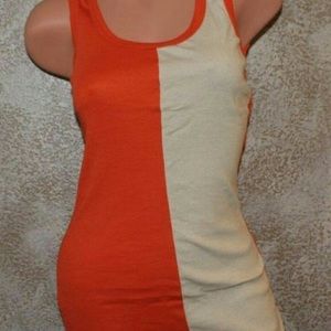 Orange & Cream Tank Mini Dress New